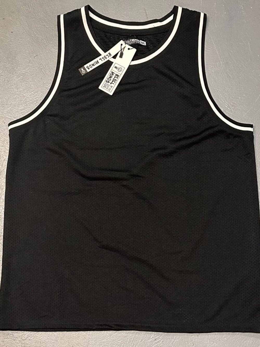 Rebel Minds Basketball Jersey Mens 3XL Black Mesh Blank Sleeveless New